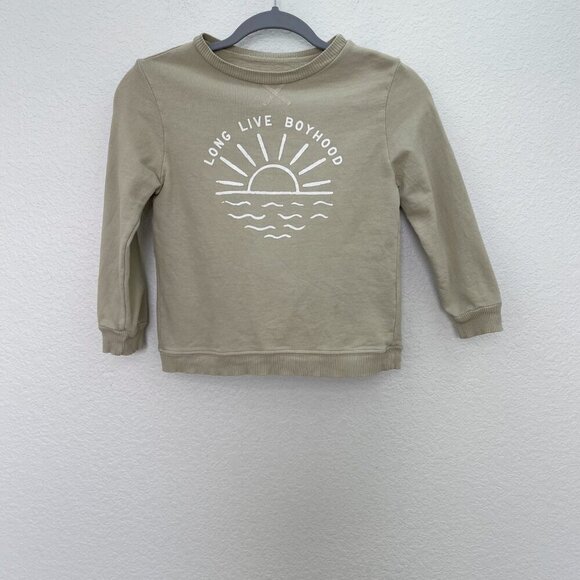 June and Grey Long Live Boyhood Pima Cotton Crewneck Pullover Sweatshirt Boys 6 - Picture 1 of 7
